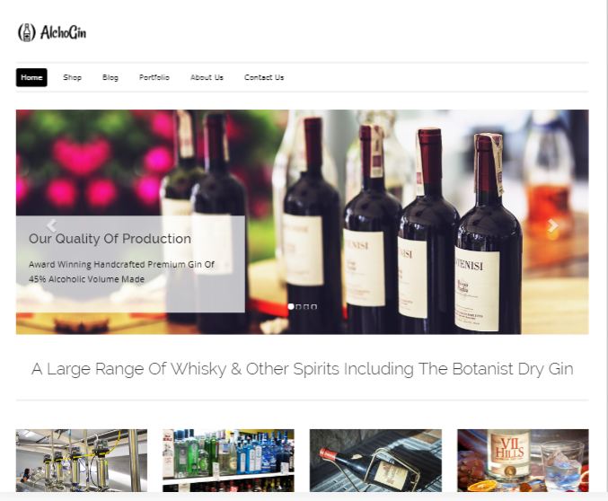 Alcho Gin Dry Gin Production WordPress Theme and Template
