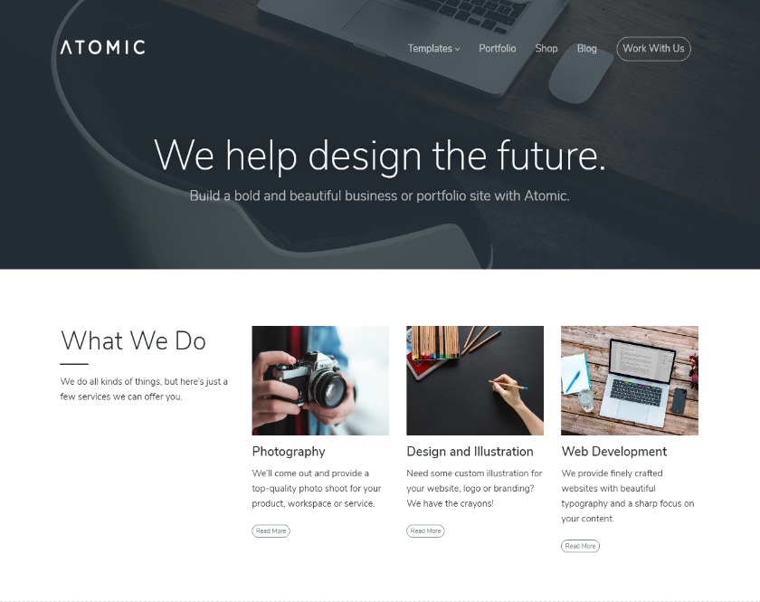 Atomic Business or Portfolio WordPress Theme