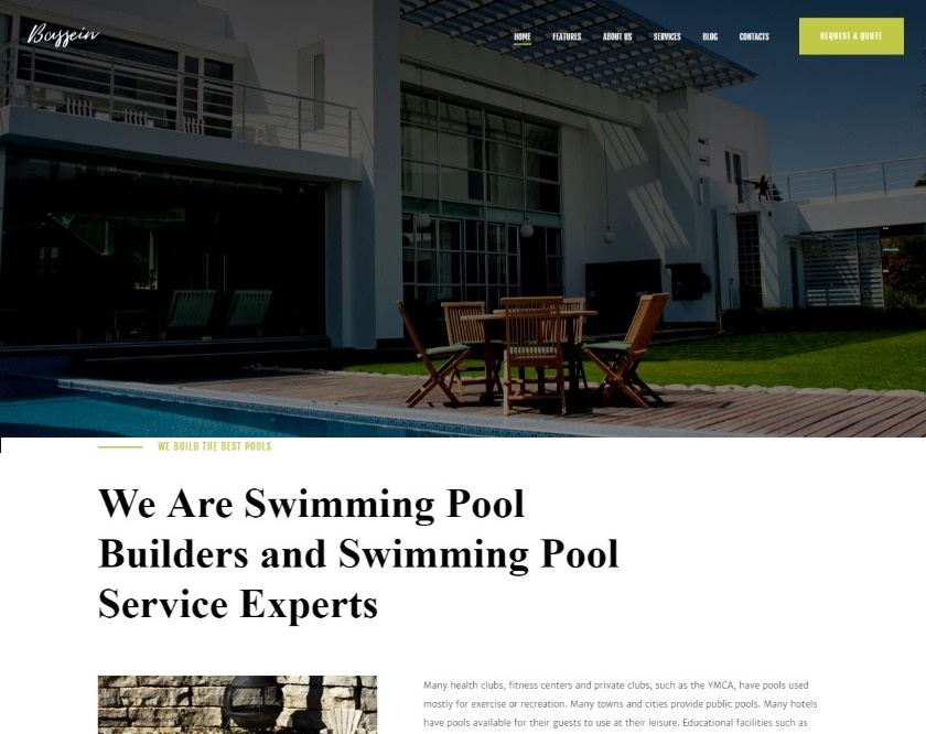 Bassein Swimming Pool Service WP Theme