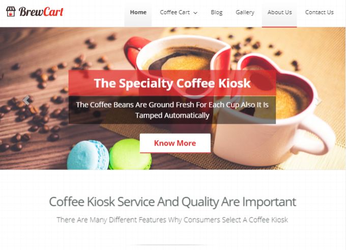 Brew Cart Coffee Kiosk WordPress Theme & Template