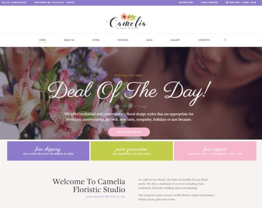 Camelia Floral Studio WordPress Theme