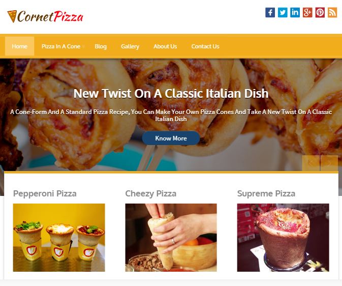 Cornet Pizza Cone WordPress Theme & Template