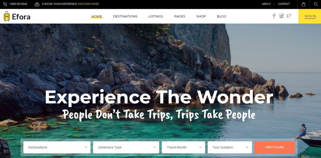 Efora Travel, Tour Booking and Travel Agency WordPress Theme