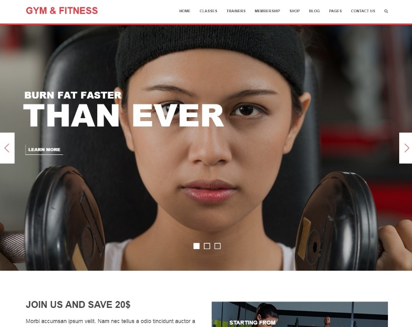 Gym & Fitness wordpress theme