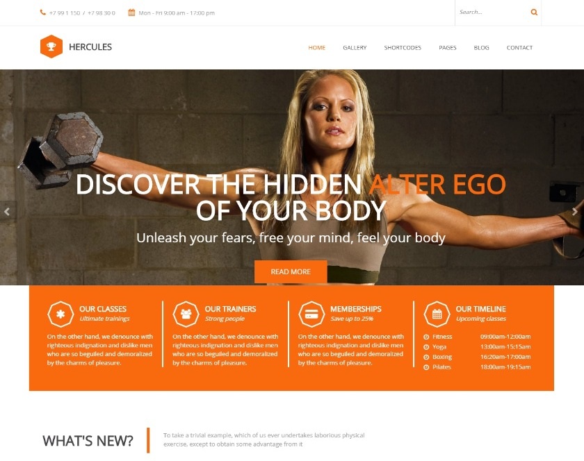 Hercules Gym fitness WordPress Theme