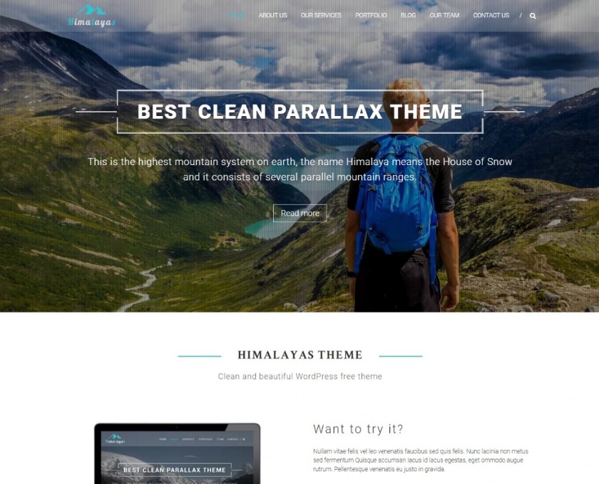 Himalayas One Page WordPress Theme