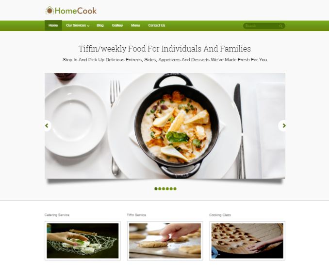 Home Cook Homemade Food Service WordPress Theme and Template