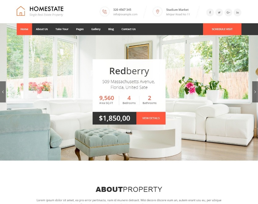 Home State - Single Property Real Estate WordPress Theme