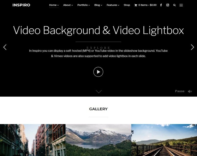 Inspiro Photo and Video WordPress Theme