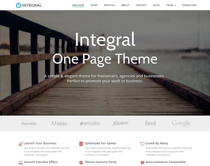Integral One Page WordPress Theme