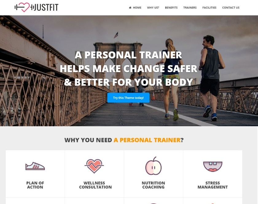 JustFit Fitness and Exercise WordPress Theme