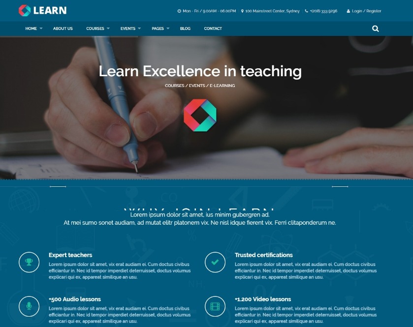 Learn Education, eLearning WordPress Theme
