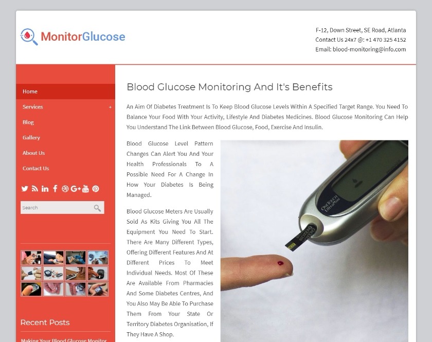 Monitor Glucose Blood Glucose Monitoring WordPress Theme