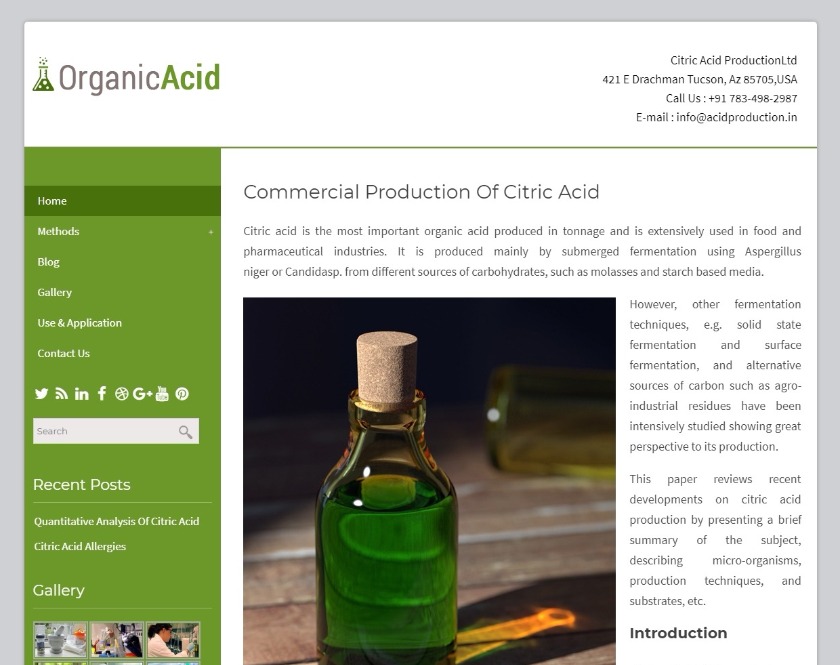 Organic Acid Citric Acid Production WordPress Theme