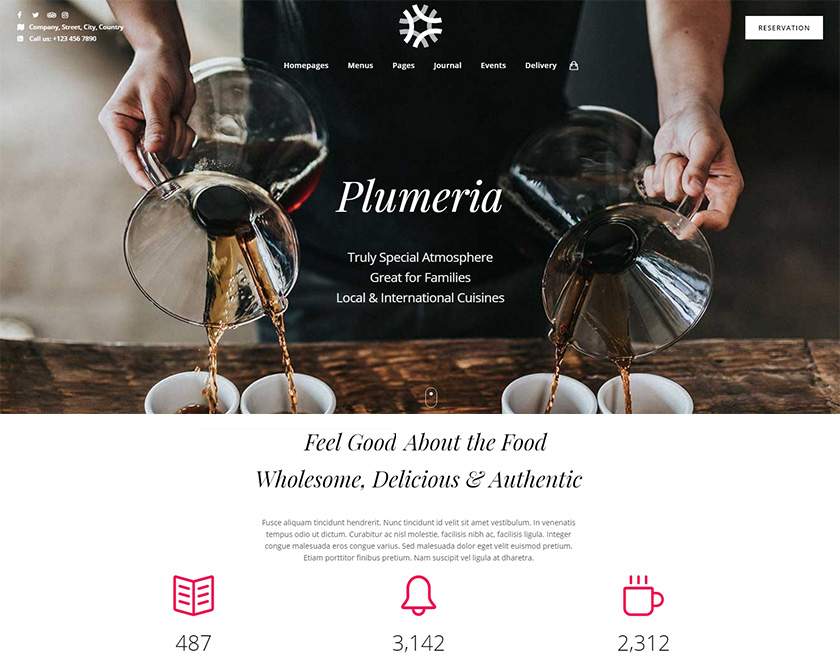 <div class="mks_separator" style="border-bottom: 0px "dashed";"></div> Plumeria Restaurant and Cafe Theme for WordPress