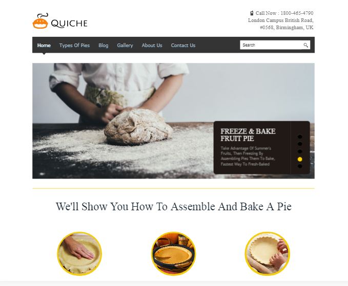 Quiche Pie Making WordPress Theme & Template