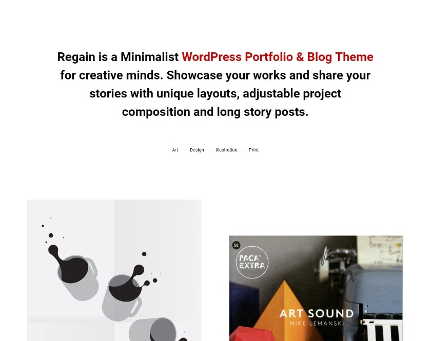 Regain - Minimalist WordPress Portfolio Theme