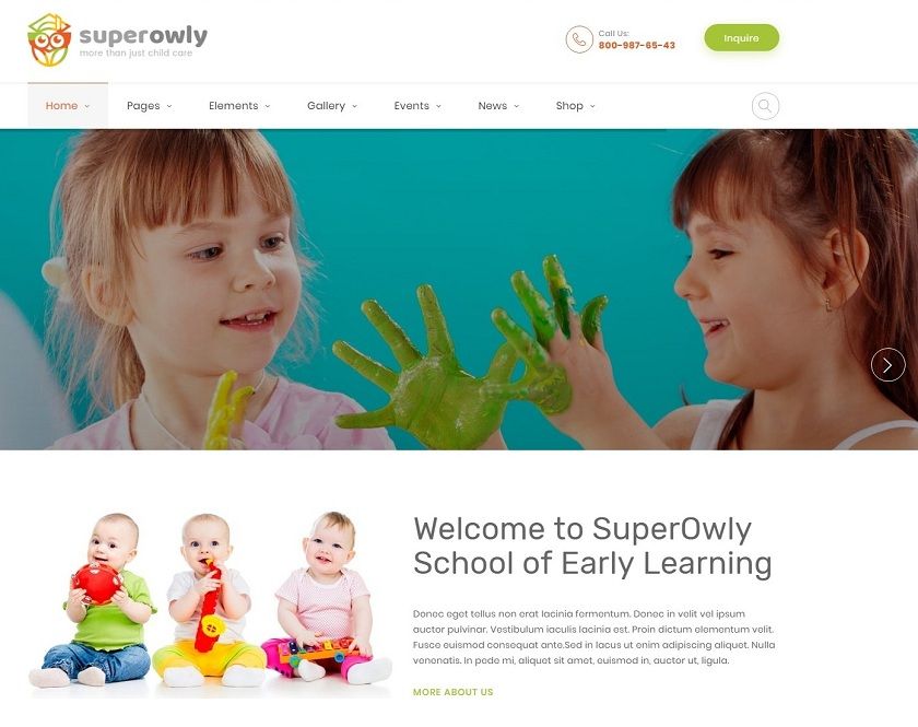 SuperOwly - WordPress Theme intended for kindergarten