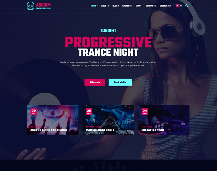 Acidum - DJ, Dance & Disco Night Club WordPress Theme
