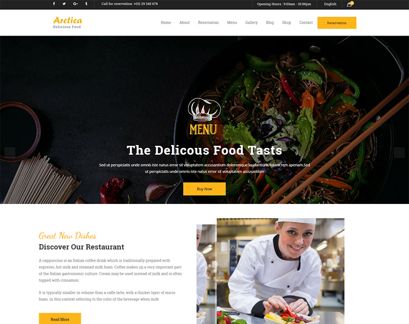 Artica - Restaurant WordPress Theme