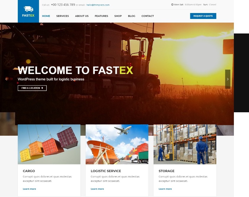 FastEx Logistics WordPress Theme
