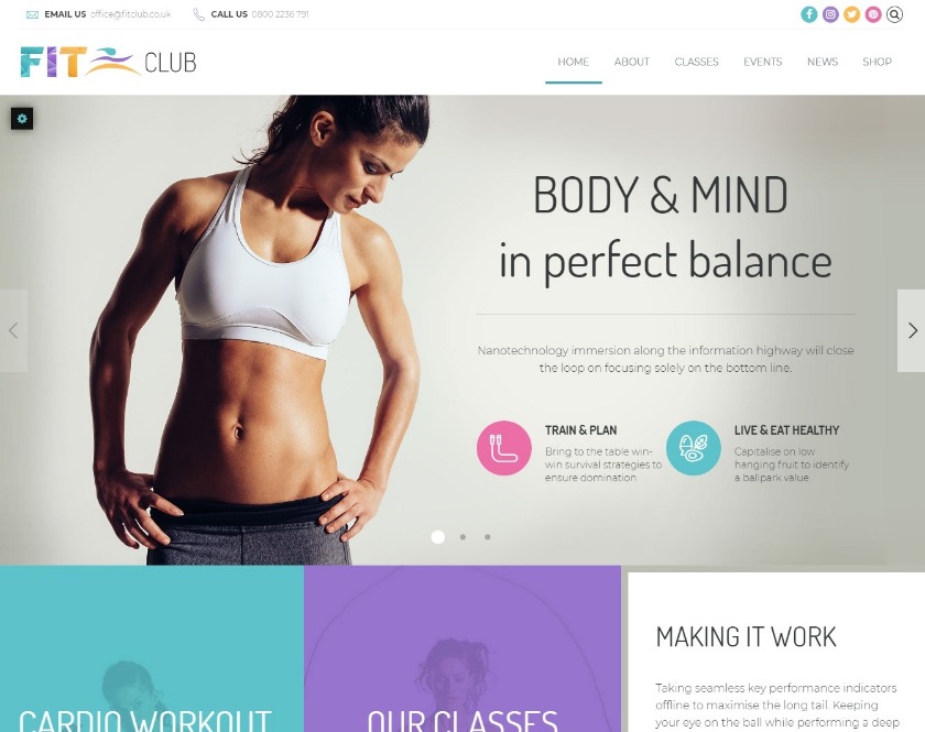 Fitness Club WordPress theme