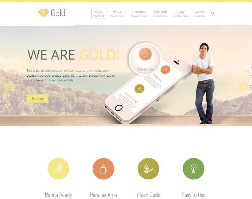 Gold Extraordinary Business WordPress Theme