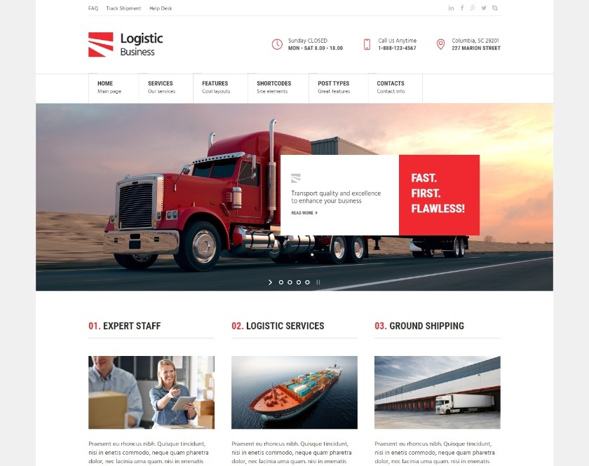 Logistic Business Trucking and Transport WordPress Theme