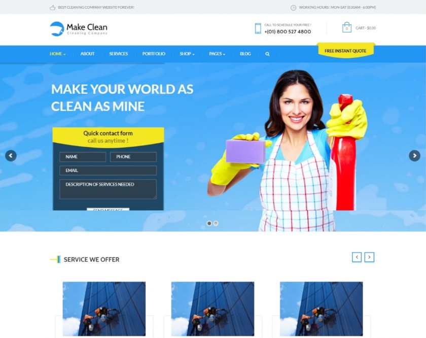 Make Clean Cleaning Service, Housekeeping WordPress Theme