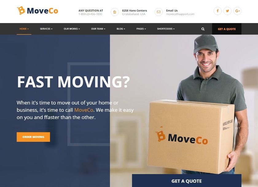 MoveCo Moving Organization WordPress Theme