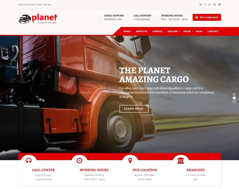 Planet Best WordPress Theme For Logistic and Transport