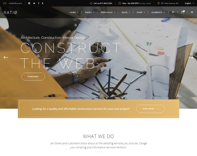 Ratio Construction, and Interior Design WordPress Theme