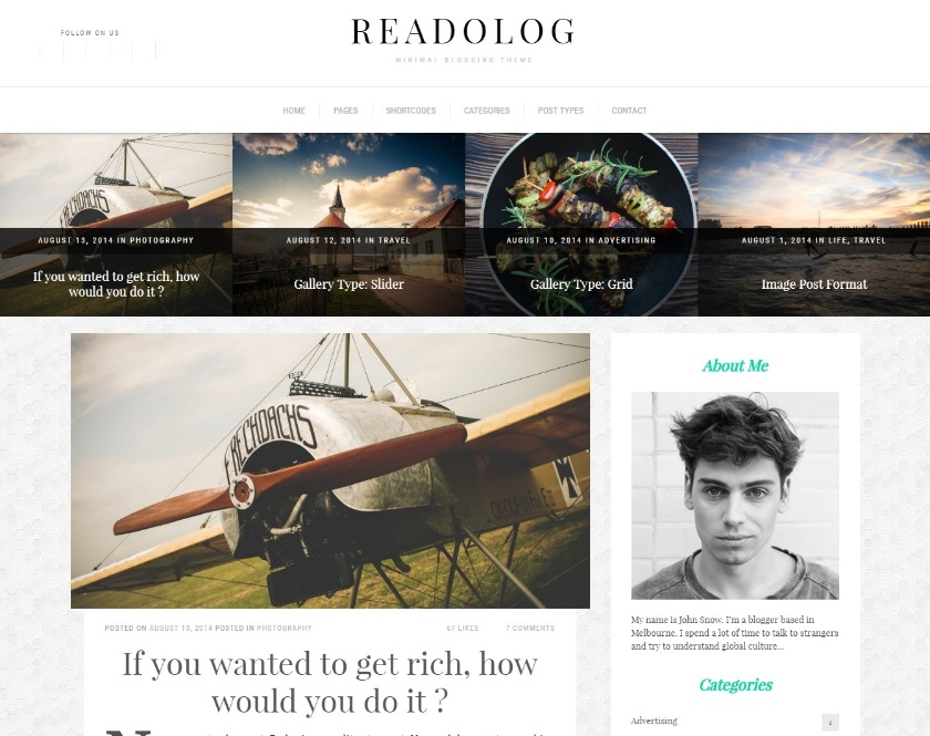 Readolog Blogging WordPress Theme