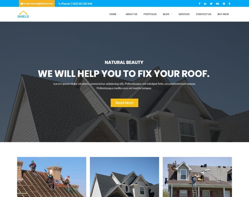 Shield Rooftop Repair Services WordPress Theme
