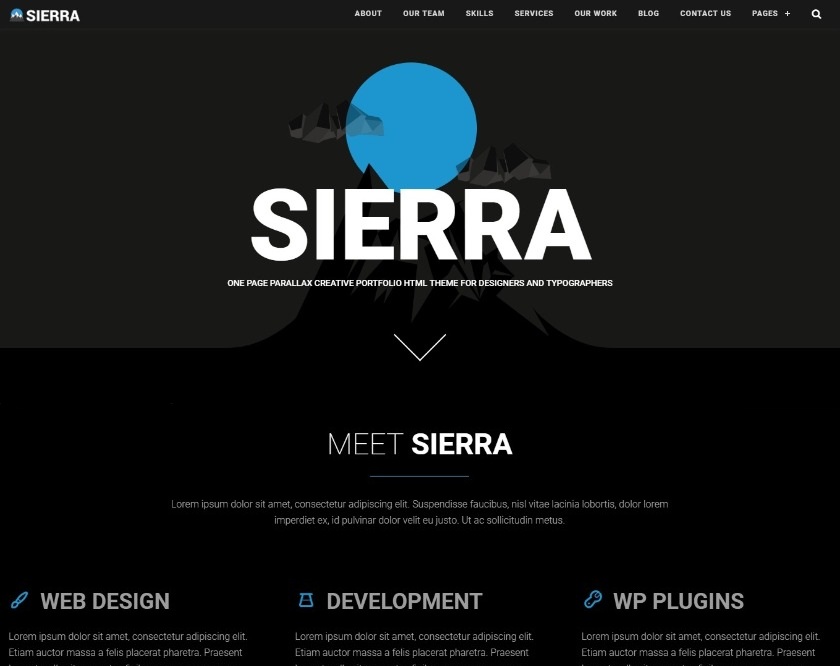 Sierra One-Page Portfolio WordPress Theme