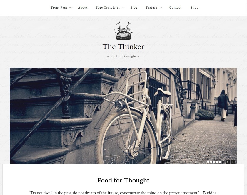 The Thinker simple blogging WordPress Theme