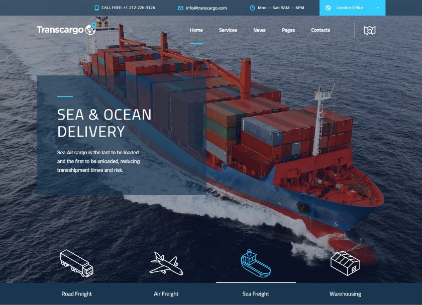 Transcargo WordPress Theme for Transportation, Logistics and Delivery