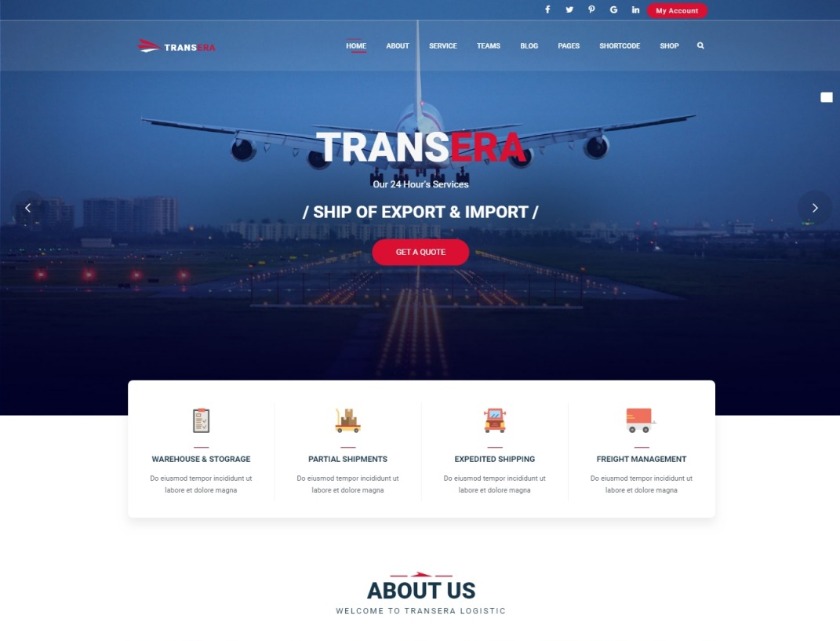 Transera Effective Transportation WordPress Theme