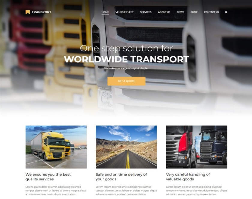 Transport Professional Transportation WordPress Theme