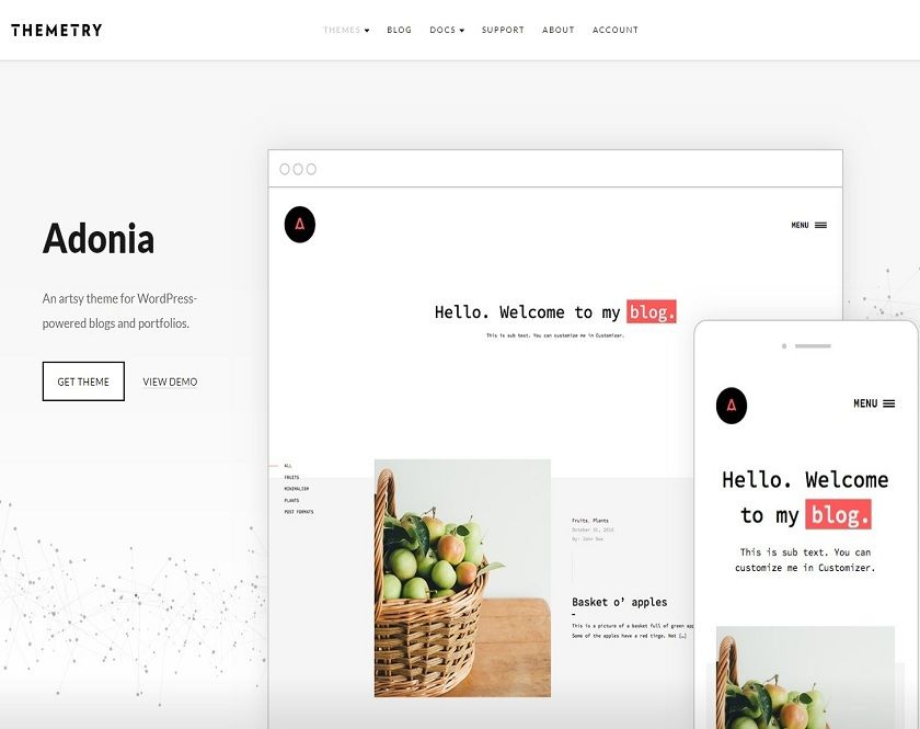 Adonia - WordPress theme intended for online journals and portfolio sites