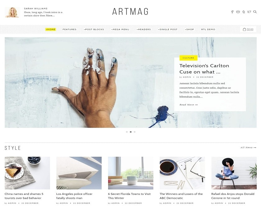 Artmag - Magazine and Shop WordPress Theme