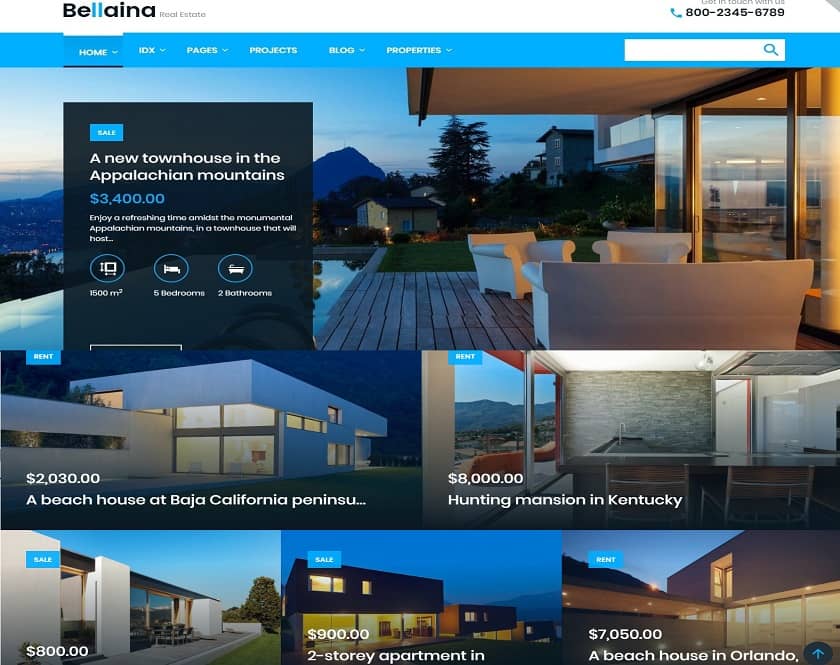 Bellaina - Real Estate Responsive WordPress Theme