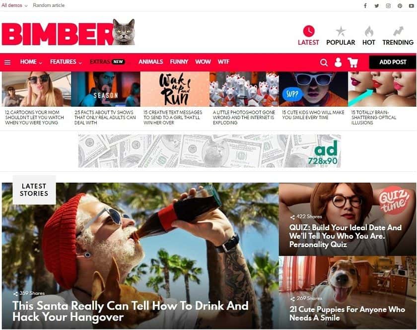 Bimber - Viral magazine WordPress theme