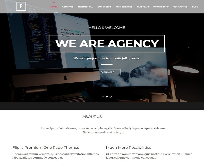 Flip - Flipping and one page wordPress theme