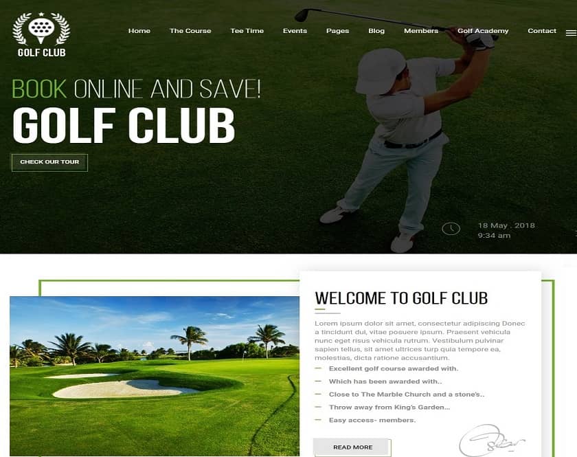 Golf Club - Golf WordPress Theme