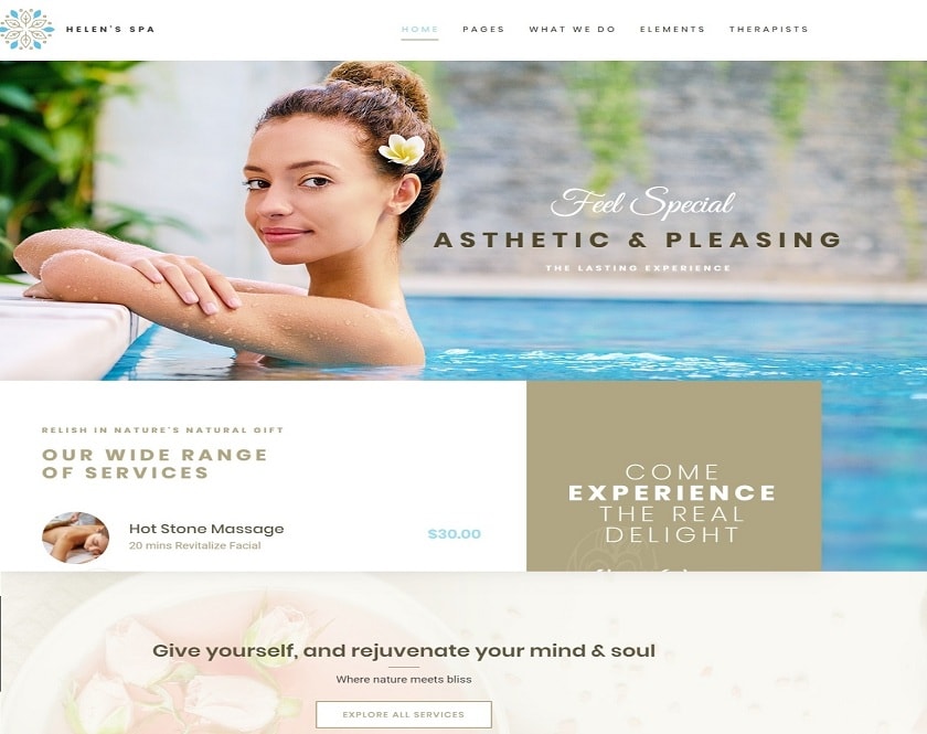 Helen's Spa - WordPress theme is an excellent Spa theme to exhibit your Spa