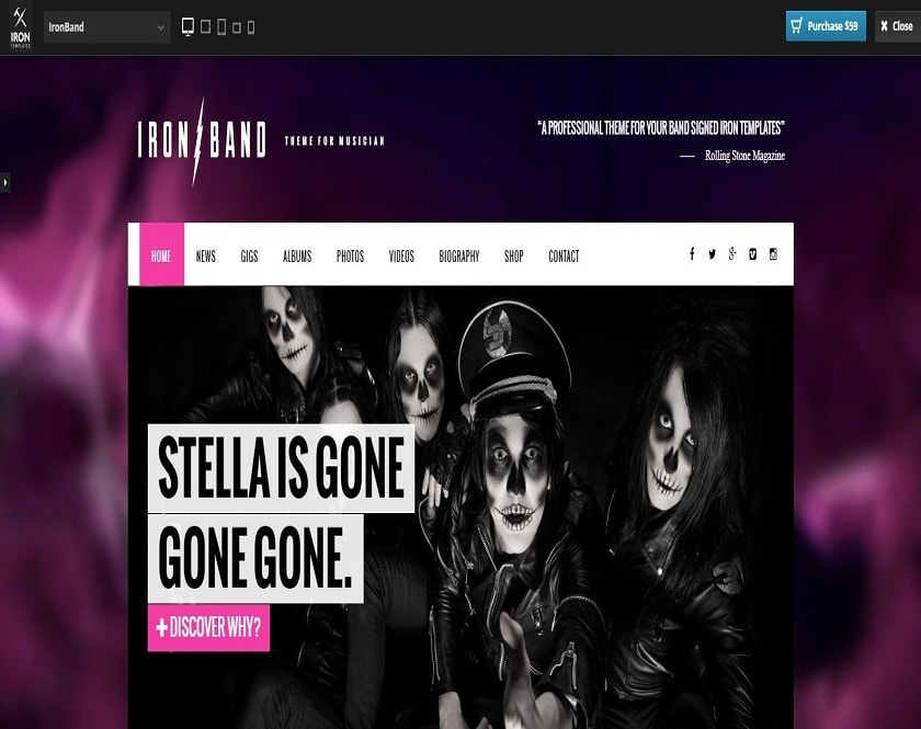 IronBand - WordPress theme for groups, performers, and DJs