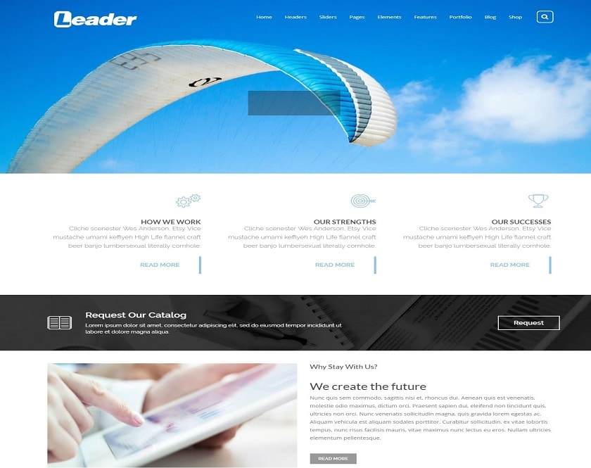 Leader - Responsive, perfect, modern, and search engine optimization amicable WordPress theme