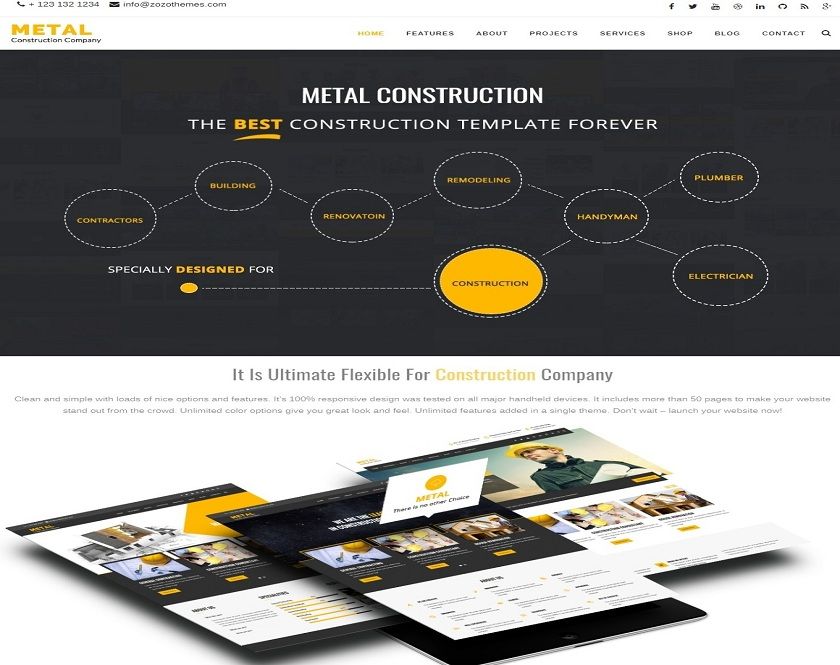 Metal - Portable Well disposed Building and Development Business wordpress Theme