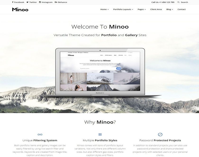 Minoo - WordPress Theme for Innovative Organizations, Portfolio and Picture takers